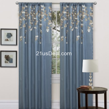 Lush Decor Flower Drop Curtain Panel, Blue  $16.97(66%off)
