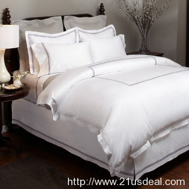 降！高檔雅緻！Pinzon 酒店 帶貢緞裝飾的400針100％埃及棉床上用品套裝   只要$19.41