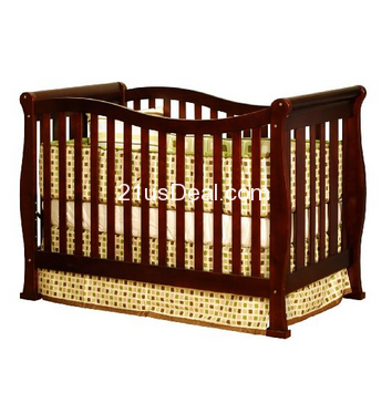 Athena Nadia 3 in 1 Crib with Toddler Rail, Cherry  	$169.00 (43%off)