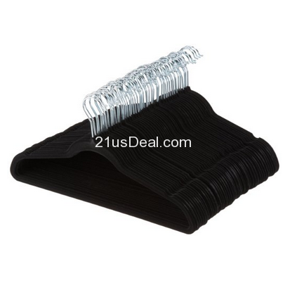 銷量第一！AmazonBasics 黑色絲絨面西裝衣架*50個  特價僅售$12.98