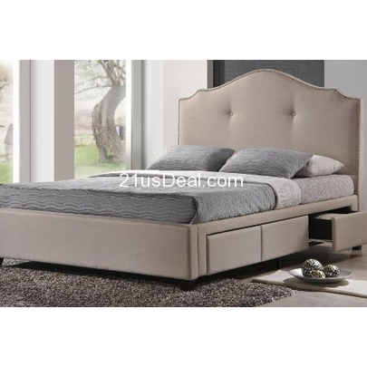 Baxton Studio Armeena Linen Modern Storage Bed with Upholstered Headboard, King, Beige  $549.99(47%off) & FREE Shipping