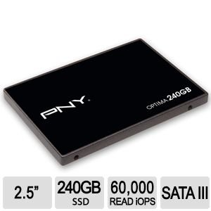 PNY Optima 2.5吋 240GB固態硬碟，現僅售$109.99，還可申請$20 Mail-in Rebate，最終購物成本僅$89.99，免運費