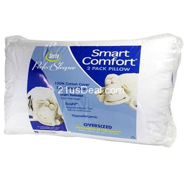  Serta 40*40CM 100％聚酯纤维标准枕头两件套（ 附带300针纯棉枕套）050501  只要$12.28包邮