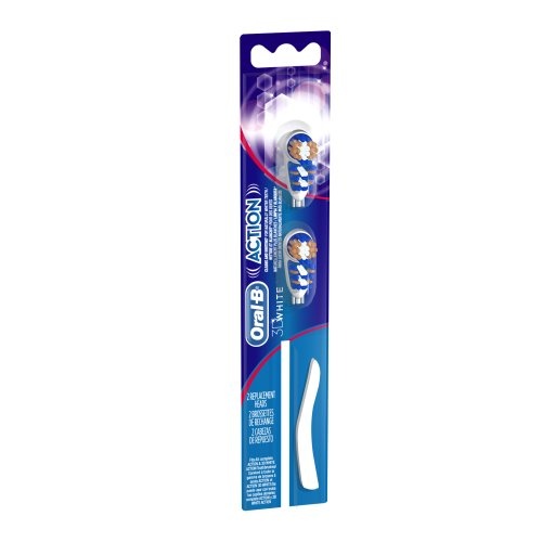 白菜！Oral-B欧乐B 3D White Action替换牙刷头2个，原价$6.13，现仅售$2.85，免运费