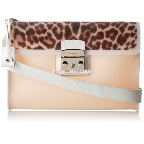 Furla Candy Vanilla Medium Pochette With Print Cross-Body Handbag, only $129.27, free shipping