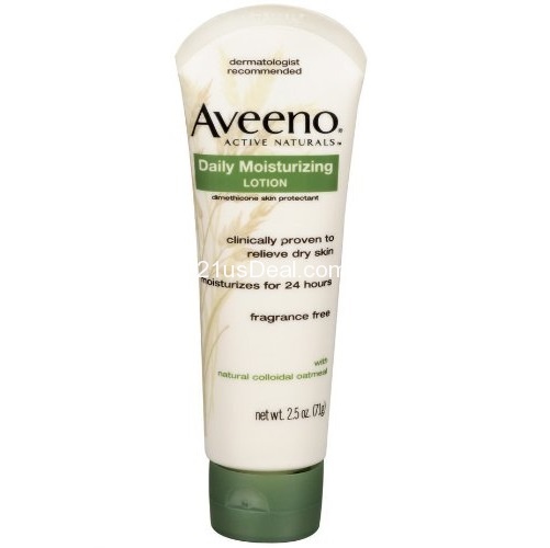 Aveeno Daily Moisturizing Body Lotion with Soothing Oat and Rich Emollients to Nourish Dry Skin, Fragrance-Free, 2.5 fl. oz (pack of 2), only$5.24