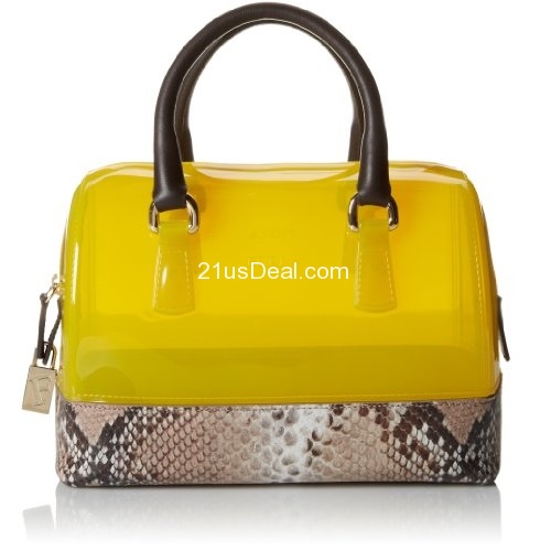 Furla Candy Cookie Satchel with Pitone Print Top Handle Handbag, only $148.26 , free shipping