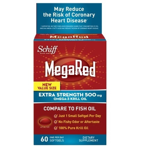  速搶！Schiff MegaRed 加強型Omega-3南極磷蝦油500mg，60粒裝，原價$42.99，現點擊coupon后僅售$12.91，免運費