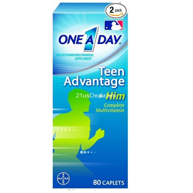 One-A-Day Teen Advantage for Him Multivitamin 80 Caplets, (Pack of 2), only $14.19, free shipping