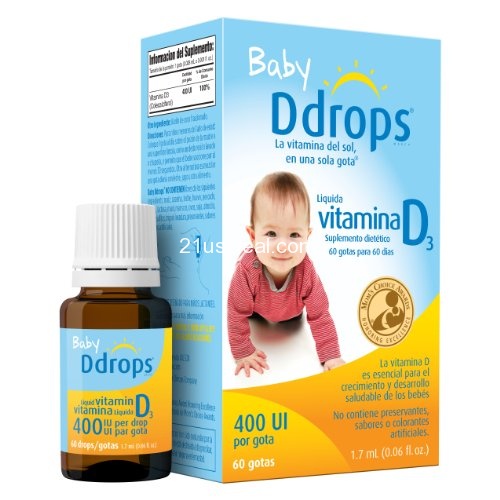史低价！Ddrops Baby Vitamin D3 婴儿维生素D3滴剂 400 IU，60天量，原价$12.44，现仅售$9.99