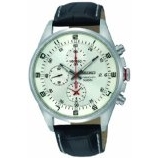 Seiko Men's SNDC87P2 Leather Synthetic Analog with White Dial Watch $89.99 FREE Shipping