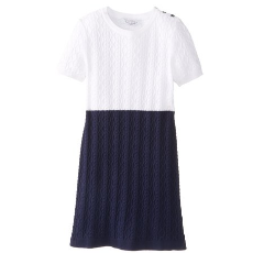 Brooks Brothers Girls 7-16 Short Sleeve Cable Emb Sweater Dress, White   $25.83(68%off)