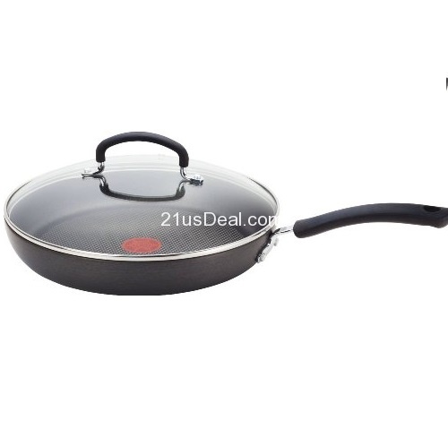 T-fal E91898 Ultimate Hard Anodized Scratch Resistant Titanium Nonstick Thermo-Spot Heat Indicator Anti-Warp Base Dishwasher Safe Oven Safe PFOA Free Glass Lid Cookware, only$23.85