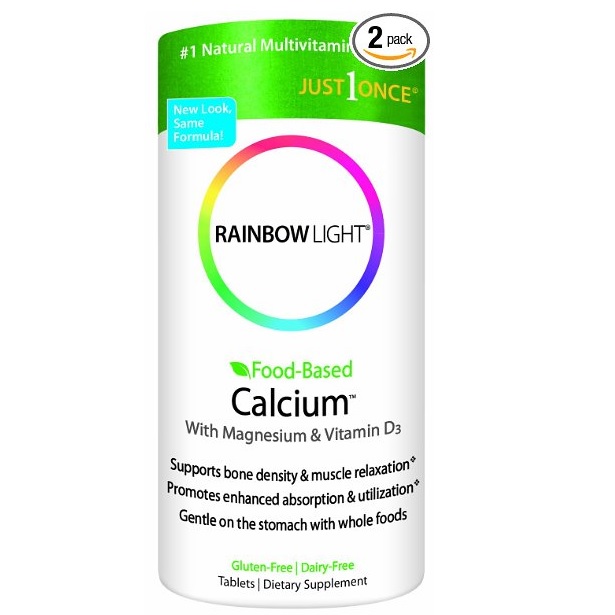 超贊！Rainbow Light 潤泊萊 每日一片 純天然食物鈣+維生素D3，180粒/瓶，共2瓶，原價$43.98，現僅售 $17.74，免運費