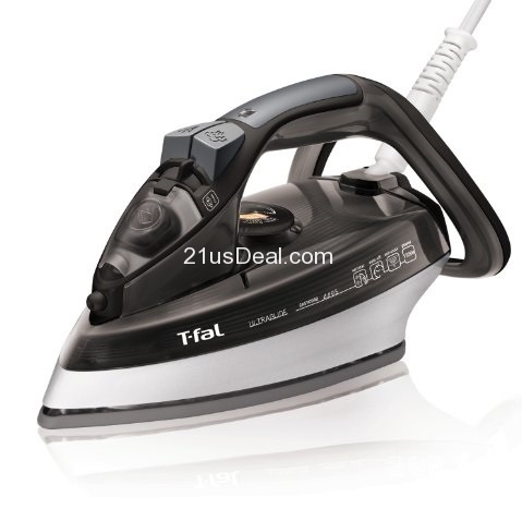 T-fal FV4495 Ultraglide Easycord Steam Iron with Ceramic Scratch Resistant Nonstick Soleplate, 1725-watt, Black, only $30.99