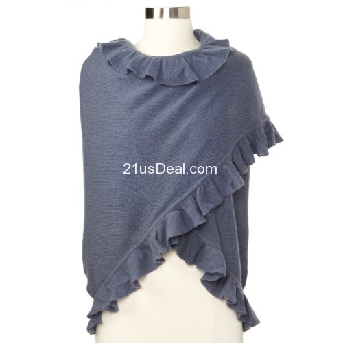 Minnie Rose Women's Cashmere Ruffle Shawl, only $118.39, free shipping