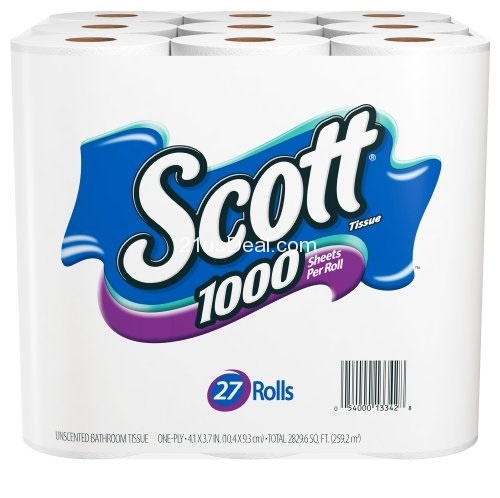 Scott 1000 35532 Bath Tissue, One-Ply, 1000 Sheet Rolls (27 Count), only $13.99