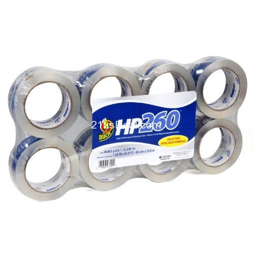 Duck Brand HP260 High Performance Packaging Tape, 1.88-Inch x 60 Yards, 3.1 Mil, Crystal Clear, 6-Pack + 2 Bonus Rolls (1067839), only $18.99, free shipping after using SS