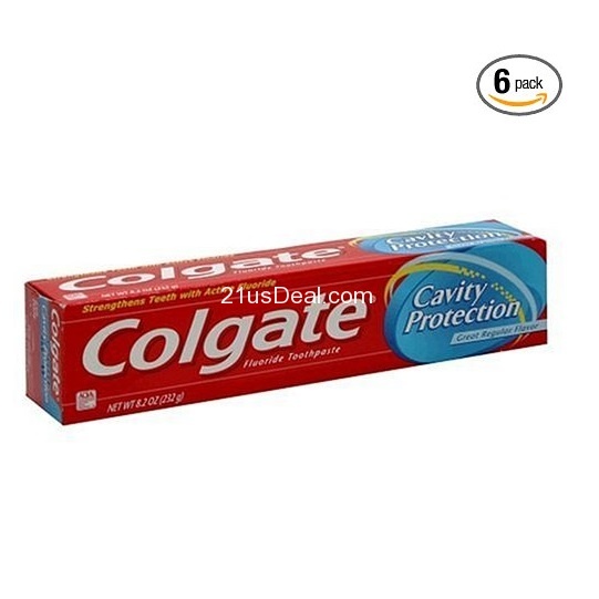 Colgate Cavity Protection Fluoride Toothpaste, Regular Flavor, 8.2 oz (Pack of 6),  only $9.92