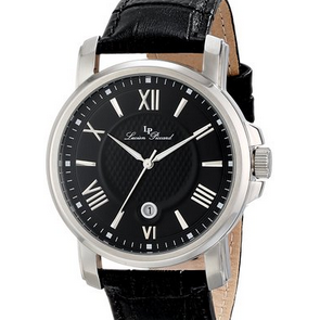 Lucien Piccard Mens Cilindro Black Dial Black Genuine Leather Watch 12358-01 $44.44 (93%off)