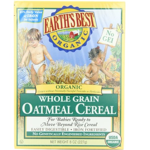 Earth's Best Organic Whole Grain Oatmeal Cereal, 8 Ounce Boxes (Pack of 12), only $19.33, free shipping after clipping coupon and using SS