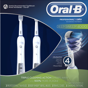 Oral-B Professional Deep Sweep 4000 Rechargeable Toothbrush, 8 pc $65