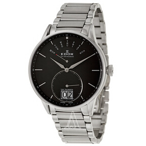 大降！EDOX依度Les Vauberts系列Day Retrograde 34006-3N-NIN男款計時腕錶，用折扣碼后只要$288