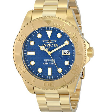 史低！Invicta 男士 15193 專業潛水員瑞士石英18K鍍金腕錶  原價$595.00  現特價只要$55.99 (91%off)包郵