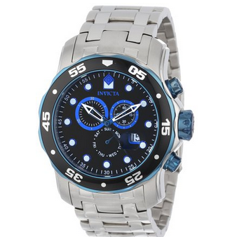 Invicta Men's 80042 Pro Diver Chronograph Black Dial Stainless Steel Watch  $99.99 (89%off)