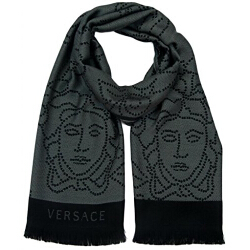 Versace VHB0095 008 Medusa Pattern Grey 100% Wool Mens' Scarf $99.99
