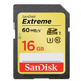 SanDisk 16GB Extreme U3/UHS-I SDHC with up to 60MB/s Read; 40MB/s Write (SDSDXN-016G-G46) [Newest Version] $14.99