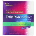 Tampax Radiant Compak Plastic Unscented Tampons, Super Absorbency, 18 Count $0.97 FREE Shipping on orders over $49