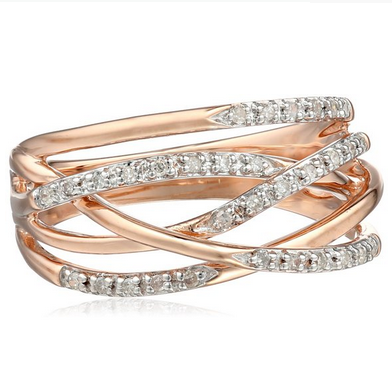 10k Rose Gold Woven Diamond Ring (1/7 cttw, I-J Color, I2-I3 Clarity)  $232.00(60%off)