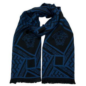 Versace VHA9510 016 Greek Key Pattern Blue 100% Wool Mens' Scarf  $99.99 (76%off)