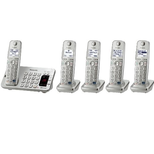 Panasonic KX-TGE275S 5-Cordless Handsets Link2Cell Bluetooth Corldess Phone with Answering Machine, Silver, only $83.52, free shipping