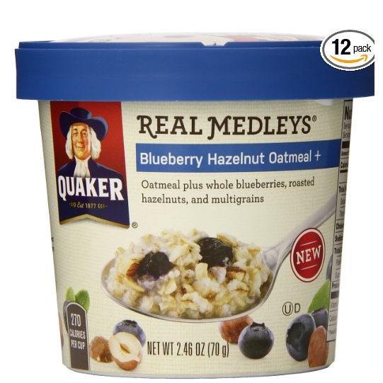 健康食品来了！史低价！Quaker 燕麦片，加入蓝莓和榛子，2.46oz/盒，共12盒， 现点击coupon后仅售$17.43，免运费