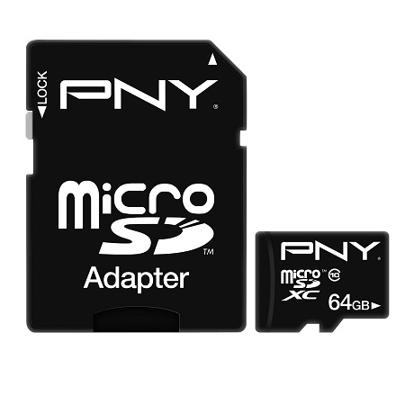 PNY 64GB MicroSDXC Class 10 40MB/sec Flash Card (P-SDUX64U1-GE-A), only $23.38 