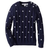 Brooks Brothers Big Girls' Long Sleeve Crew Neck Cable Emb Swt Sweater $24 FREE Shipping on orders over $49