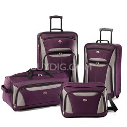 Buydig-$49.99 American Tourister Fieldbrook II Four-Piece Luggage Set (Purple/Grey)