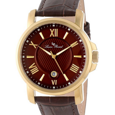 Lucien Piccard Men's LP-12358-YG-04 Cilindro Brown Textured Dial Brown Leather Watch  $43.94(93%off)
