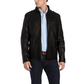 Kenneth Cole Men's Leather Stand Collar Jacket  $239.99