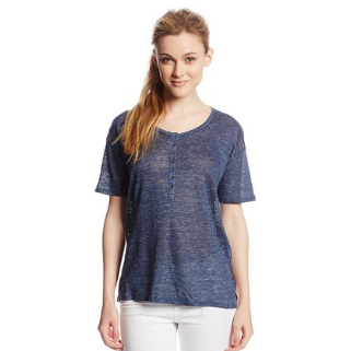 Calvin Klein Jeans 女士100％亚麻 健康舒适休闲短袖衫   原价$59.50  现特价只要$11.99 (80%off)