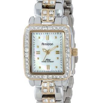 閃購：新低！Armitron 75/5057MPTT 女士雙色珍珠母貝施華洛世奇元素手鏈式腕錶  原價$84.99  現特價只要$29.99 (65%off)包郵