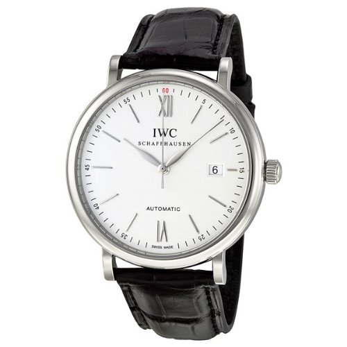 Amazon-Only $3899 IWC Portofino Silver Dial Black Leather Strap Automatic Mens Watch 3565-01