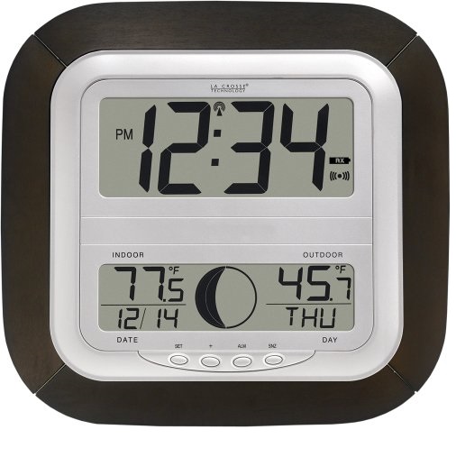La Crosse Technology WS-8418U-IT Atomic Digital Wall Clock with Moon Phase, only $28.25