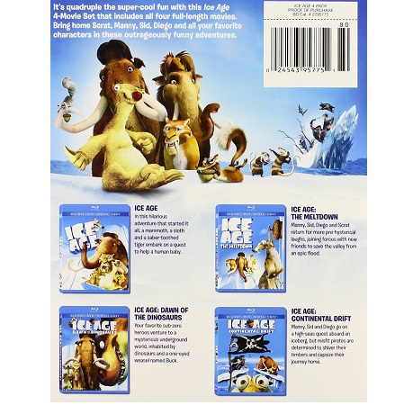 史 低 價.Ice Age 冰 河 世 紀 4 部 電 影 藍 光 光 碟 合 集.原 價 $39.99.現 僅 售 $19.99.