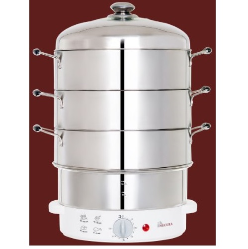  Secura 3-Tier 9-Quart Stainless Steel Electric Food Cooker Rice Steamer, w/ Steam360 technology S-326, only $89.99, free shipping