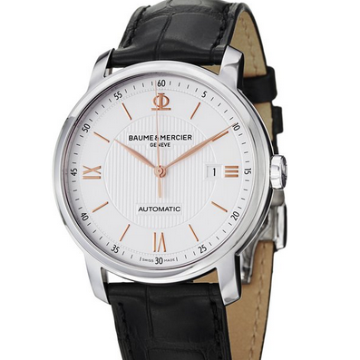 Baume and Mercier Classima Silver Dial Black Leather Automatic Mens Watch 10075  $1,399.99(50%off)