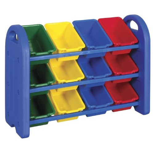 ECR4Kids 3-Tier Storage Organizer, Blue with 12 Assorted Color Bins, only $44.62, free shipping