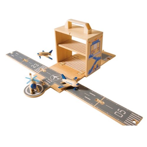 Diggin 00182 Box Set Airplanes 木质飞机跑道玩具套装，原价$49.99，现仅售$29.99